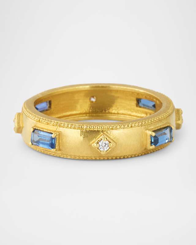 Diamond and Blue Sapphire Eternity Ring